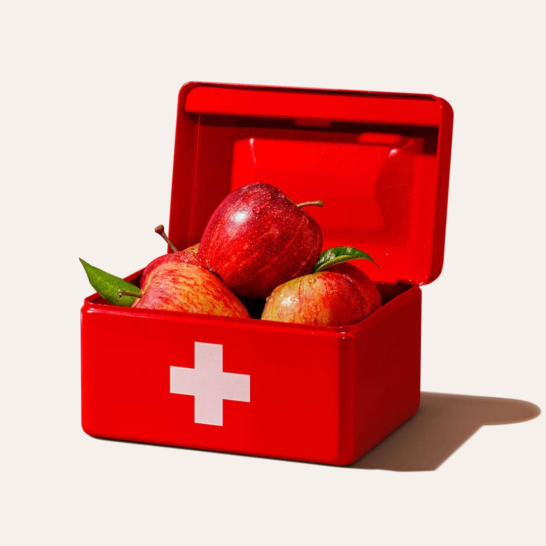 medical suitcase with fruits inside